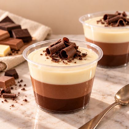 Tres chocolates en vaso