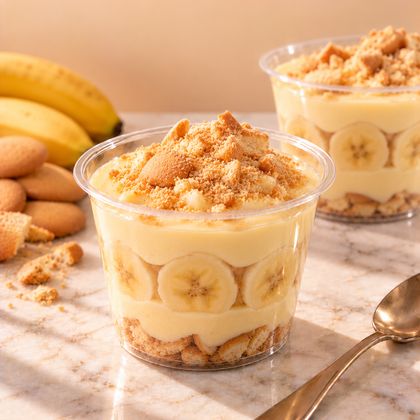 Pudín de plátano con galleta